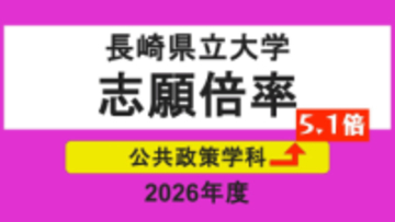 【長崎県立大学一般選抜2026】公共政策学科が「5.1倍」に急騰、昨年の2.5倍超の激戦に【全学部掲載】