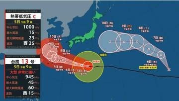 【トリプル台風へ】新たな台風、今度は「日本の東」に接近予想　6日(木)にも台風へ…大型で非常に強い13号は沖縄直撃・九州にも接近おそれ【5日午前11時半現在】