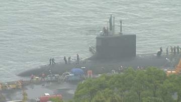 アメリカ海軍の原子力潜水艦「ミシシッピ」　長崎県佐世保を出港