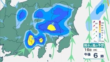 【関東天気】16日(木)午後から激しい雷雨・猛暑に注意　17日(金)～18日(土)は本格的な雨へ【雨風シミュレーション】