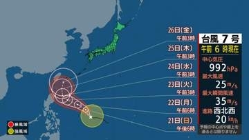 【台風7号】22日(月)朝にも「強い」勢力に発達へ 来週後半に沖縄接近、影響長引くおそれ【今後の予想進路】