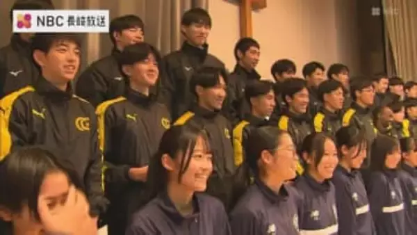 ”冬の全国大会”へ  鎮西学院高校　男子駅伝・女子サッカー・男子バレー ３部合同壮行会