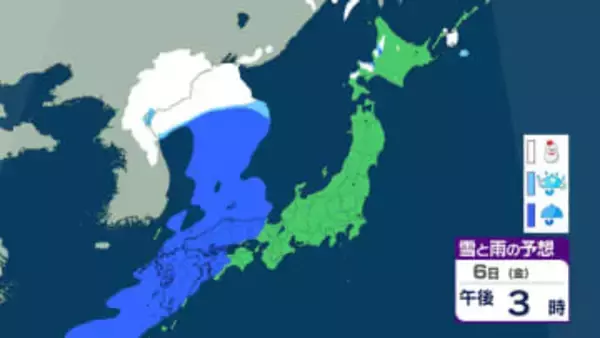 【天気】6日(金)から春の嵐　西日本～東日本は激しい雷雨に注意　北海道は大雪に注意　雨雪シミュレーション
