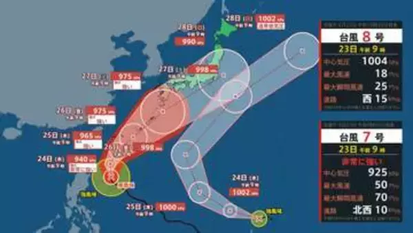 【台風情報】台風8号(ヒーゴス)発生　台風7号は週末の日本列島接近へ【ダブル台風・最新進路予想】