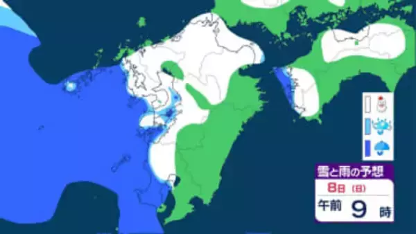 【九州の雪は？】8日(日)は福岡で「大雪注意報級」の可能性　長崎・佐賀は「平地で積雪」のおそれ　雨雪シミュレーション