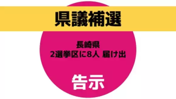 【長崎県議会議員 補欠選挙】告示　2つの選挙区に合わせて8人が立候補を届け出（30日正午現在）