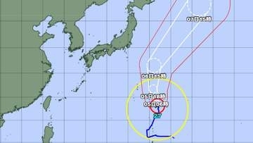 【台風情報】台風27号(チョーイワン)の進路予想　4日午後6時には、非常に強い勢力で小笠原近海、中心気圧935hPa・中心付近の最大風速45m/s　6日午後3時には強い勢力で日本の東に達する予想
