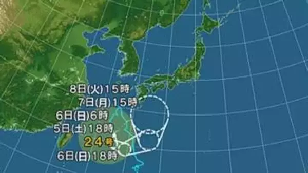 【台風情報】台風24号はUターンして北上、日本の南の熱帯低気圧は北上する予想　秋雨前線の活動が活発に　沖縄や奄美、九州から東北の太平洋側を中心に7日(月)にかけて非常に激しい雨が降る恐れ