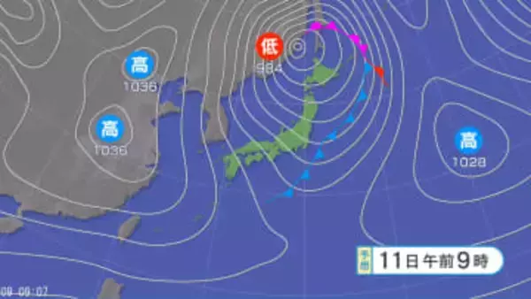 3連休の天気は…大荒れや大しけ、大雪となる所がある見込み　北日本から西日本の広い範囲で10日から12日頃にかけて