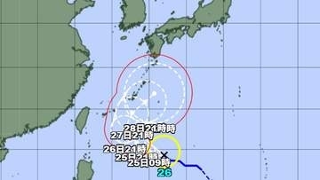 【台風情報】台風26号の進路予想　25日午後9時には沖縄の南に達し、その後、強い勢力に発達する予想