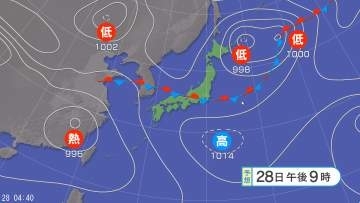 関東甲信地方では「警報級の大雨」の可能性　24時間予想降水量は関東地方北部60ミリ・関東地方南部80ミリ・甲信地方100ミリ（29日午前6時まで 多い所で）　土砂災害などに注意・警戒