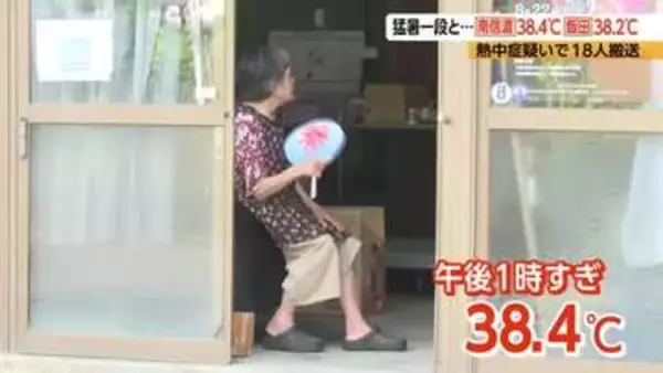 飯田で観測史上最高の38.2度　南信濃は38.4度「昼間は出ないようにしている」　長野県内13地点で猛暑日　18人が熱中症疑いで搬送　22日も「熱中症警戒アラート」
