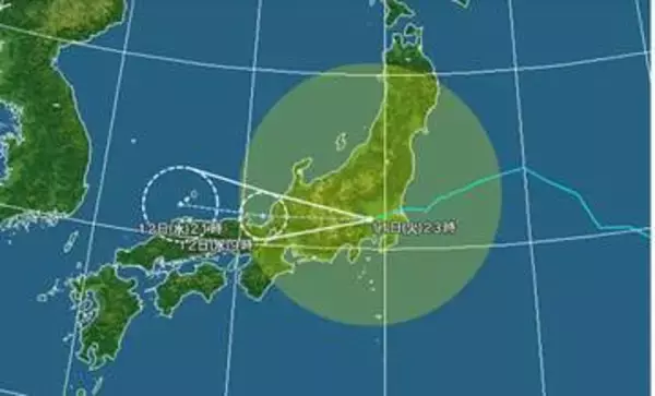 【台風情報】台風15号の今後の進路予想は　12日午前0時の推定は東京都八王子市付近　西寄りに進む予報　12日午前9時には福井県敦賀市付近に達する予想　関東甲信地方では河川の増水や氾濫に厳重に警戒