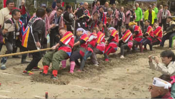 領土をかけた「綱引き」 飯田市南信濃「信州軍」VS静岡県浜松市水窪町「遠州軍」 県境の兵越峠で白熱の戦い
