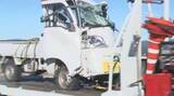 「トラックなど3台絡む事故　64歳男性が死亡　停車中の軽トラックに追突　運転手を過失運転致傷の疑いで現行犯逮捕　長野・宮田村」の画像1