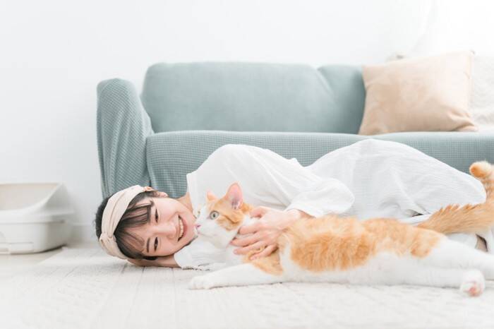 猫が『床に落ちている様子』が見られる場面3選　なぜ寝転がるの？注意が必要なことも