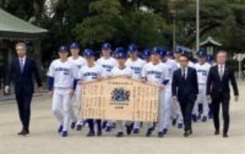 社会人野球の西部ガスが必勝祈願　全国大会上位進出を誓う