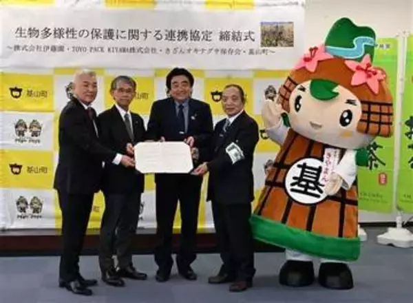 大谷翔平選手起用の伊藤園が環境保全　佐賀・基山町で絶滅危惧種「オキナグサ」守る協定