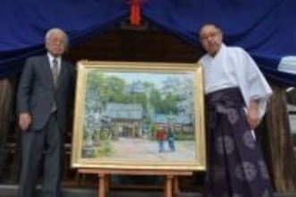 ［長崎県］平戸城背景　祈りの油彩画　亀岡神社　氏子の糟谷さんが寄贈