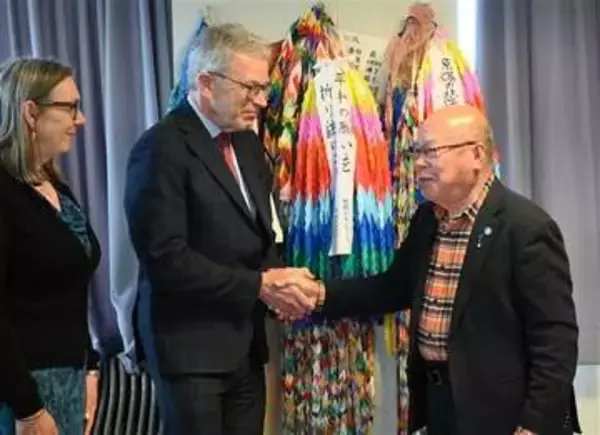 核の懸念、意見交わす　オスロの国際平和機関・名誉研究教授が長崎訪問　被団協・田中重光さんと面会