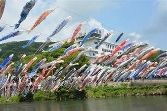春風に乗り悠々と　佐賀・大和町の嘉瀬川に約300匹のこいのぼり