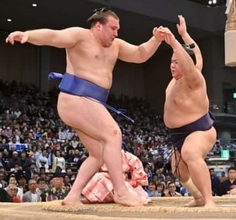 義ノ富士、価値ある白星　安青錦を一直線に突き出し　大相撲九州場所