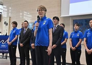 ［佐賀県］SAGA久光スプリングス　県庁で壮行会　「1試合でも多く、ぜひ会場に」