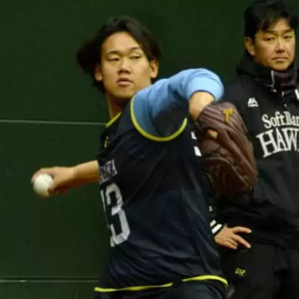 「楽しみです」　ドラフト2位・稲川竜汰、22日にも捕手座らせて投球練習　2度目ブルペンではカーブも披露【ソフトバンク】
