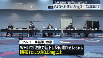 【速報】危険運転の「試案」示される　呼気1リットル中のアルコール「0.5ミリグラム以上」で適用　法制審議会
