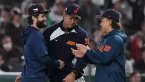 【WBC】「日本、ありがとう」引退表明・チェコのサトリアが感謝綴る　投げ合った髙橋宏斗と宮城大弥と笑顔で写真撮影