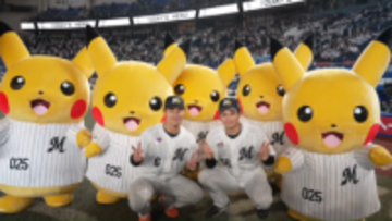 ピカチュウに囲まれたヒーローたち　ロッテの同い年コンビ　西川史礁と中森俊介がお立ち台で喜び語る