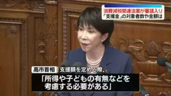 消費減税関連法案が審議入り　「支援金」めぐり論戦…対象者数や金額は