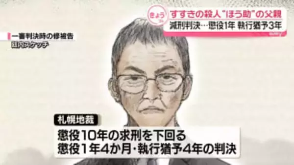 すすきの殺人“ほう助”の父親に懲役1年、執行猶予3年の判決