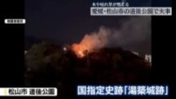 愛媛・道後公園で火事　展望台付近の木や枯れ草焼ける