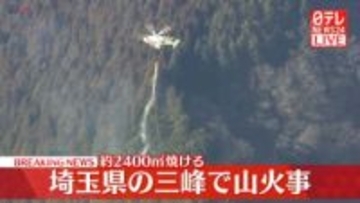 秩父市で山火事　防災ヘリが上空から散水