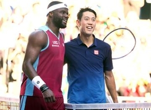 対戦相手のティアフォーが“エアK”で最大の敬意　ハグし肩に触れねぎらい→錦織圭の代名詞ポーズ＆グータッチ