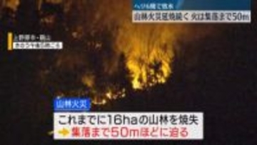 山梨・扇山の山林火災、延焼続く　一部の火は集落まで50mほどに迫る