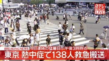 熱中症で138人を搬送　うち30代と70代の男性2人重篤　東京消防庁管内（午後3時まで）