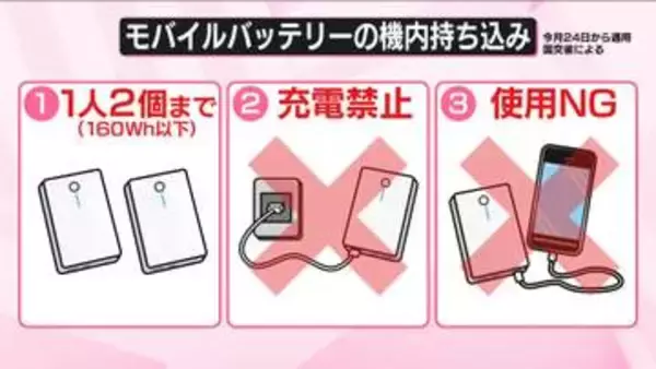 飛行機内でのモバイルバッテリーのルール厳格化へ　GWを前に手荷物などの扱い厳しく