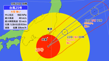 【21日の天気】台風25号　関東に接近へ　伊豆大島に特別警報