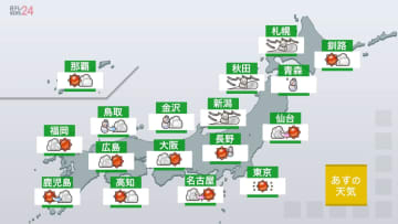 【あすの天気】午前にかけ、強い冬型の気圧配置が続く見込み