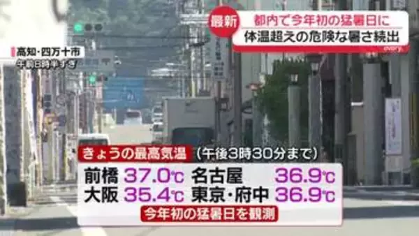 体温超えの危険な暑さ続出　都内で今年初の猛暑日に