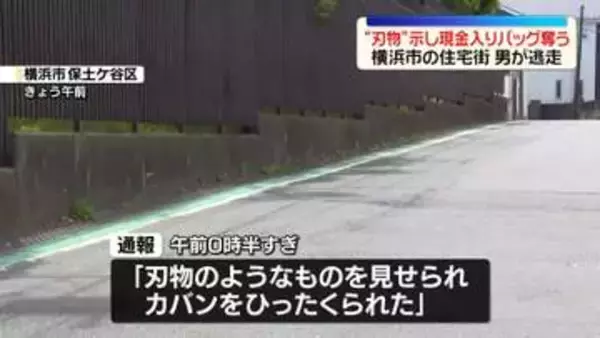 住宅街で女性からバッグ奪い男が逃走　横浜市