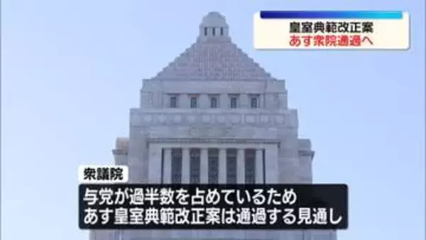 皇室典範改正案　10日に衆院通過の見通し