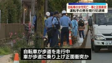 自転車の女性死亡…車と正面衝突　運転手の男を現行犯逮捕　埼玉・ふじみ野市