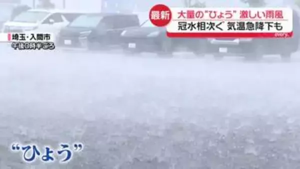 天気が急変　埼玉で大量の“ひょう”激しい雨風も　“夏”から一変…まるで“冬の景色”に　都心で気温10℃以上急降下
