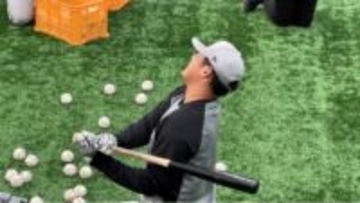 【キャンプ恒例】巨人・阿部監督が“歓迎”したのは石塚裕惺　股割りティー打撃「ウエルカムティー」