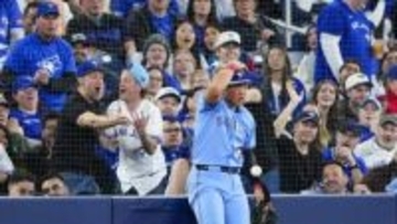 岡本和真に珍事　守備で客席のネットにダイブもボールが頭にゴツン…心配する審判に苦笑い