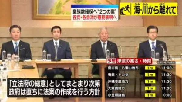 皇族数確保へ“2つの案”　各党・各会派が意見表明へ