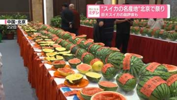 “スイカの名産地”中国・北京で祭り　巨大スイカの品評会も